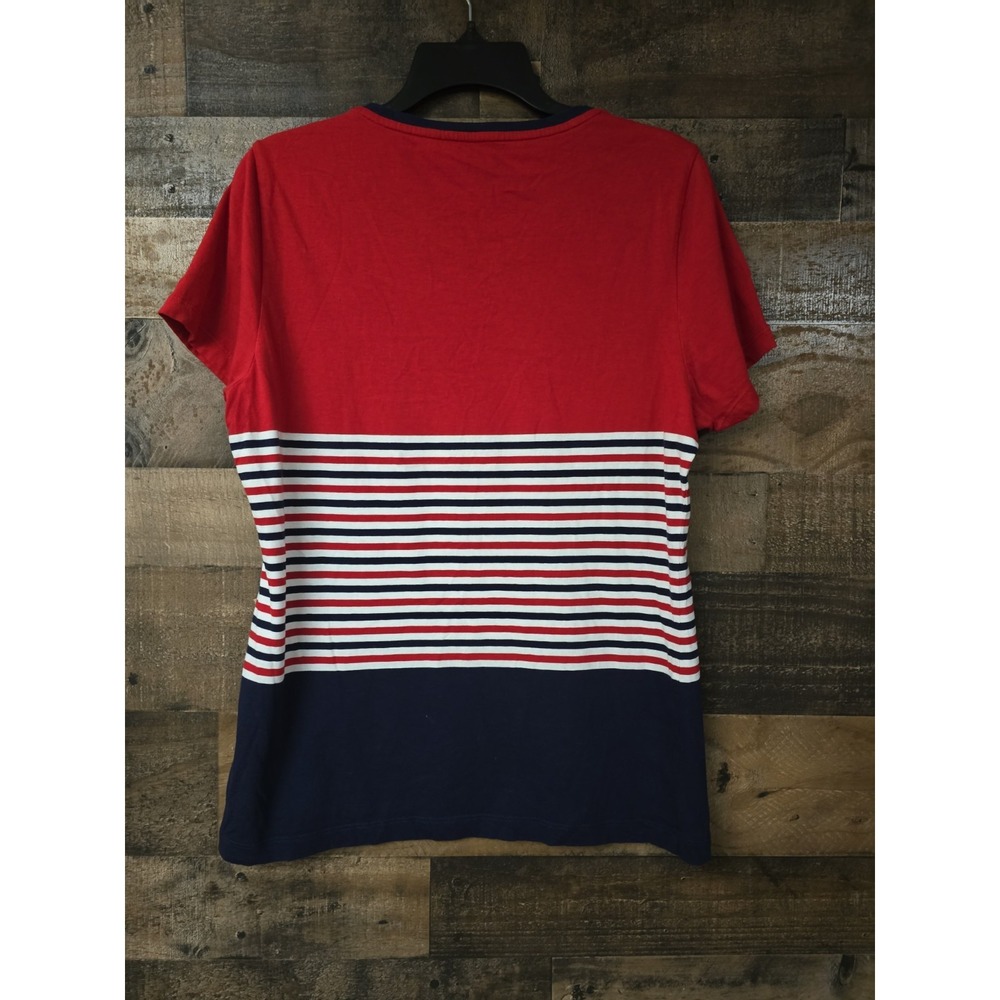 Nautica Striped Boho Chic Top XL Beach Coastal Nautical Travel Patriotic Vacay - Picture 4 of 4